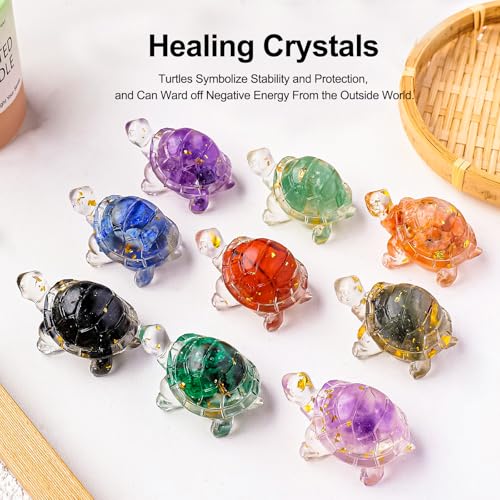 Figuras de tortuga de cristal jade 8 piezas decorativas miniatura 4