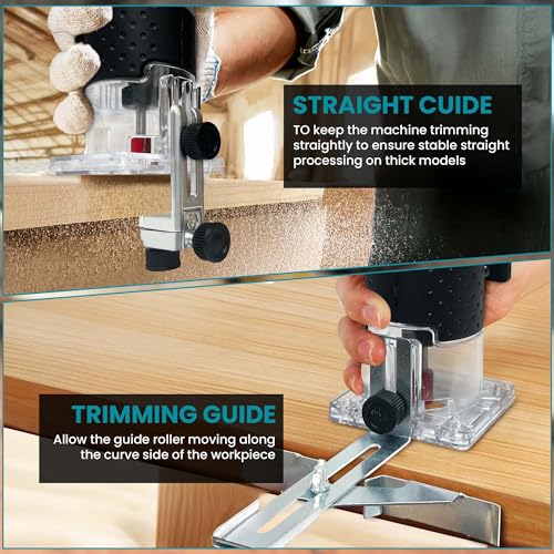 Cordless Router Compatible with Makita 18V Battery, 800W Brushless Wood Trimmer with 5-Speed, Straight Guide, Guide Wheel, 15 1/4-Inch Bits and Spanner, Palm Router for Woodworking (Tool Only) 5 Cordless Router Compatible with Makita 18V Battery, 800W Brushless Wood Trimmer with 5-Speed, Straight Guide, Guide Wheel, 15 1/4-Inch Bits and Spanner, Palm Router for Woodworking (Tool Only) - Image 5