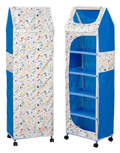 Image of Homdox Kids Plastic Wardrobe Rack with Removable Fabric Cover | Baby Clothes Organizer & Storage Cabinet | Plastic Almirah /Cupboard for Kids Clothes & Toys | Lightweight Multipurpose Storage Rack