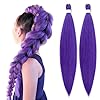 2PCS Purple Hair Extensions, Purple Braiding Hair 26 Inch Pre-Stretched Synthetic Braiding Hair for Women, Halloween Cosplay Party Costume, Unique Gifts for Girls