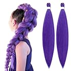 2PCS Purple Hair Extensions, Purple Braiding Hair 26 Inch Pre-Stretched Synthetic Braiding Hair for Women, Halloween Cosplay Party Costume, Unique Gifts for Girls