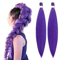 2PCS Purple Hair Extensions, Purple Braiding Hair 26 Inch Pre-Stretched Synthetic Braiding Hair for Women, Halloween Cosplay Party Costume, Unique Gifts for Girls