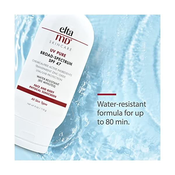 EltaMD UV Pure Face and Body Sunscreen, SPF 47 Mineral Sunscreen for Kids and Adults, Water Resistant Up to 80 Minutes, 4.0 oz Tube