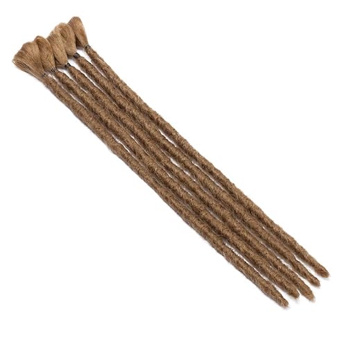 Miniatura 9 de Extensiones de rastas cortas de 12 pulgadas, 5 hebras, suaves hechas a mano, rastas de ganchillo para hombres, reggae hip-pop, marrón oscuro