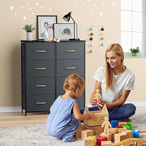 Nicehill Fabric Dresser, Small Dresser For Bedroom With 8 Drawers, Dresser Organizer For Clothes, Closet, Kids Room, Nursery, Baby, Chest Of Drawers Bedroom Dresser With Storage Drawer, Dark Grey #TOP3