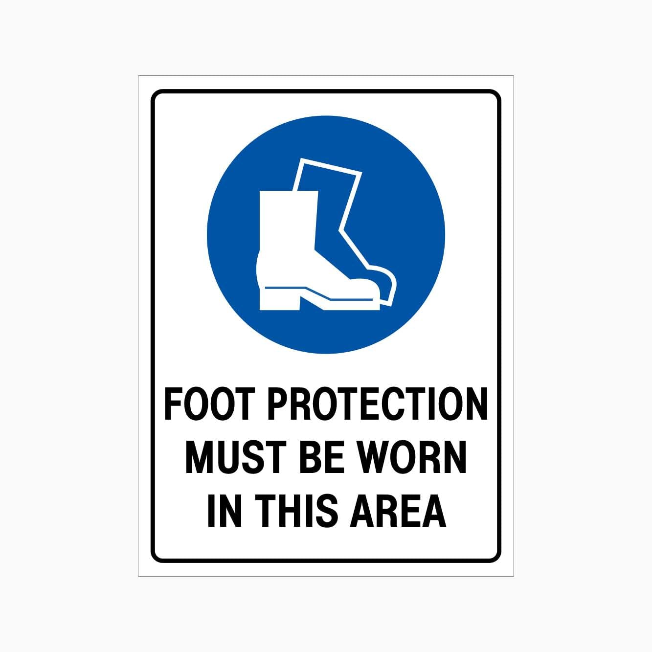 FOOT PROTECTION MUST BE WORN IN THIS AREA Sign Workplace Metal Tin Sign 8 x 12 inch for Industrial & Commercial Series