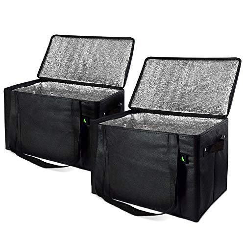 Insulated Grocery Bag with Zippered Top, Reusable Shopping Box Tote, Collapsible Cooler With Handles, Large Thermal Bag for Frozen & Hot Food, Produce, Instacart, Picnic, Camping, 2 Pcs - 14.5x10x10 Giftware Insulated Grocery Bag with Zippered Top, Reusable Shopping Box Tote, Collapsible Cooler With Handles, Large Thermal Bag for Frozen & Hot Food, Produce, Instacart, Picnic, Camping, 2 Pcs - 14.5x10x10 Giftware