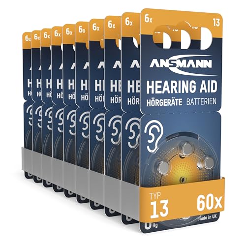 ANSMANN Hörgerätebatterien Typ 13 orange P13 PR48 ZL2 60 Stück Sparpack Batterien für Hörgeräte & Hörhilfen leicht greifbar