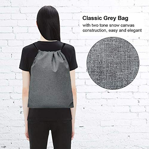 Calach Drawstring Backpack Sports Gym Bag Side Zipper Pocket Water Resistant Yoga Travel Sackpack For Women Men(Grey) Large #TOP5