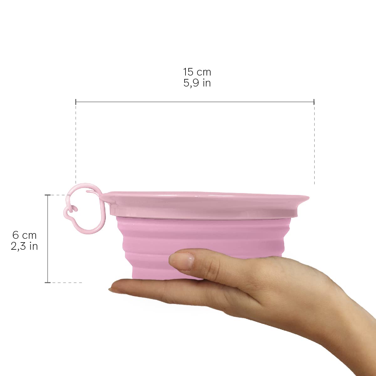 United Pets Leaf Bowl Design Travel Bowl for Dogs Collapsible and Takeaway, Made of Non-Toxic Silicone, Pink, One Size - Image 3