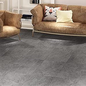 Livelynine 32 Tegels Lino Vloeren Zelfklevende Badkamer Vloertegels Zelfklevende PVC Vloertegels 30x30cm Zelfklevende Vloertegels Grijze Betonnen Vloer Zelfklevende Vloeren voor Slaapkamer Keuken
