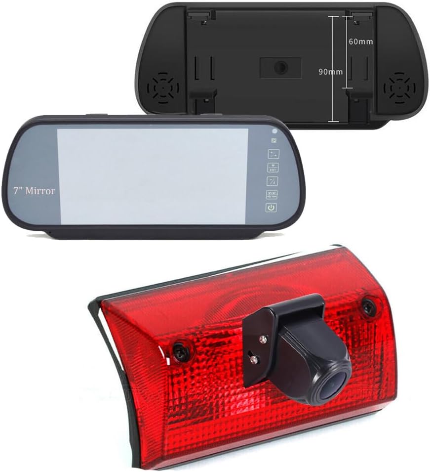 HD Roof Mount Brake Lamp Rear View Reverse Camera Compatible with Mercedes Freightliner Sprinter 2500 3500 W901 W902 W903 W904 B901 B902 B903 B904/Dodge Cargo/V W LT Mk (Camera+7''Monitor)