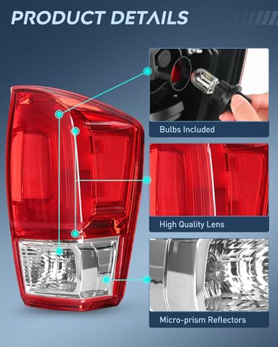 Image of Nilight Taillight Assembly Compatible with 2016 2017 2018 2019 2020 2021 2022 2023 Toyota Tacoma Rear Lamp Replacement OE Style Passenger Side