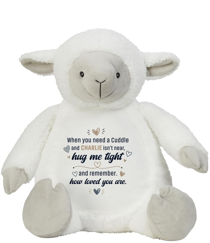 Getagift Personalised When You Need a Cuddle Hug Gift, Custom Name Keepsake Gift for Loved Ones, Long-Distance Relationship Birthday Plush Toy | Soft Toys Teddy., Lamb