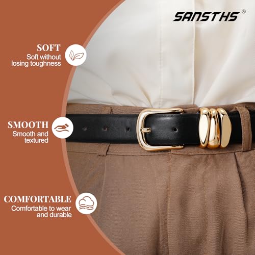 SANSTHS Belts for Women for Jeans Pants Dresses, Plus Size Belts for Women with Fashion Gold Buckle4