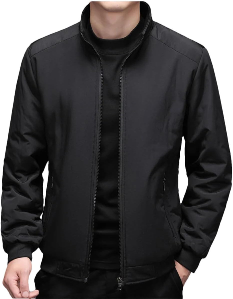 ブルゾン/Stand Collar Zip /コットン/ベージュ/164101 LINGGINL Men'S Cotton Bomber Jacket Casual Lightweight Stand