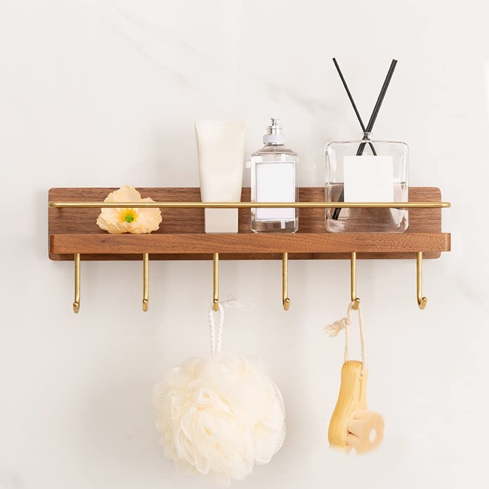 GTFDXJ Shower Caddy Solid Wood Bathroom Storage Rack No Drilling Wall Mounted Shower Rack Shower Caddy Bathroom Organizer