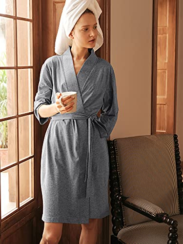 SIORO Women's Lightweight Cotton Kimono Robe - Soft Short Bathrobe in XS-3XL