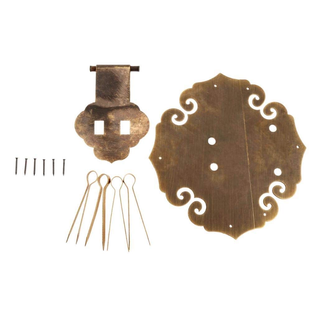 SHALLEZSOU Key Hasp Lock Brass Antique Copper Furniture Lock Hasp Jewelry Wooden Box Locking Buckle Latch Chinese Hardware(Antique Copper)