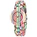 Montres en Bois Naturel pour Femmes Montre en Bois décontractée Montre-Bracelet à Mouvement à Quartz analogique Montre colorée avec Bambou de Couleur mélangée
