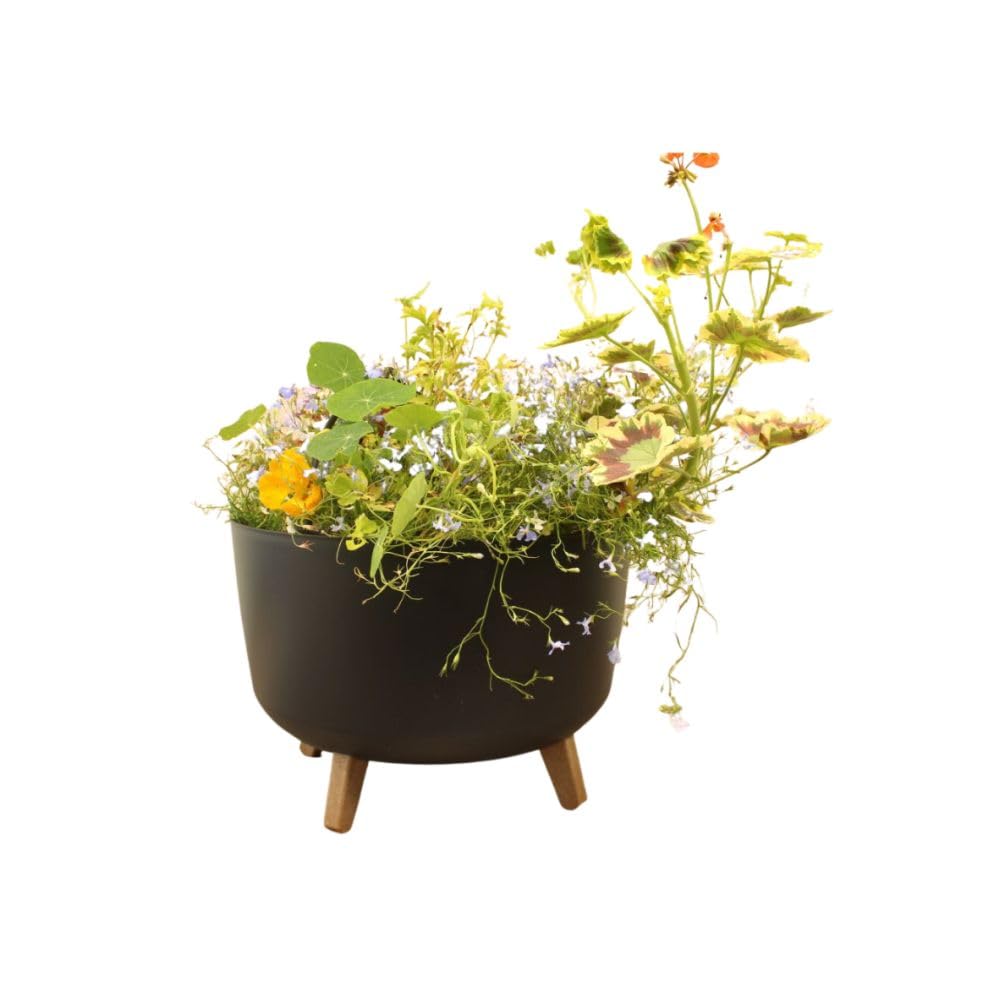 Gardening Naturally Indoor Plant Pot Zinnia Stylish and Durable Planter for Houseplants (Round Pot 40cm - Antracite)