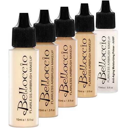 Belloccio Fair Color Shade Foundation Set - Professional Cosmetic Airbrush Makeup in 1/2