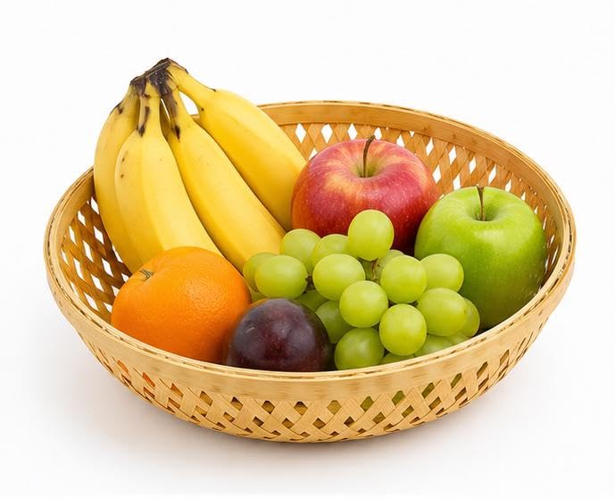 Bamboo Basket, Natural, Multipurpose, Sturdy and Durable, for Fruits, Breads, and Gift Items Pack of 1-image-0