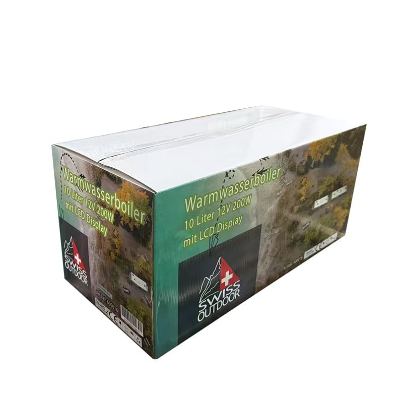 Swiss Outdoor S.O. Camper - Caldaia ad acqua calda, 10 litri, 12 V, 200 W, con display LCD, per roulotte, camper, per acqua calda