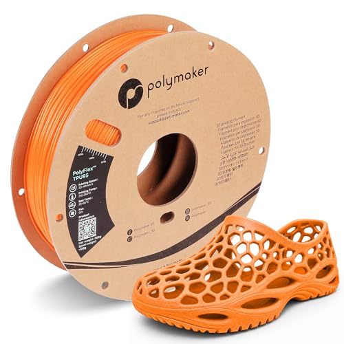 Image of Polymaker TPU Filament 1.75mm Orange, 0.75kg Shore 95A Flexible 3D Printer Filament 1.75mm - PolyFlex TPU95 3D Printing TPU Filament 0.75kg Orange Soft Flexible Filament