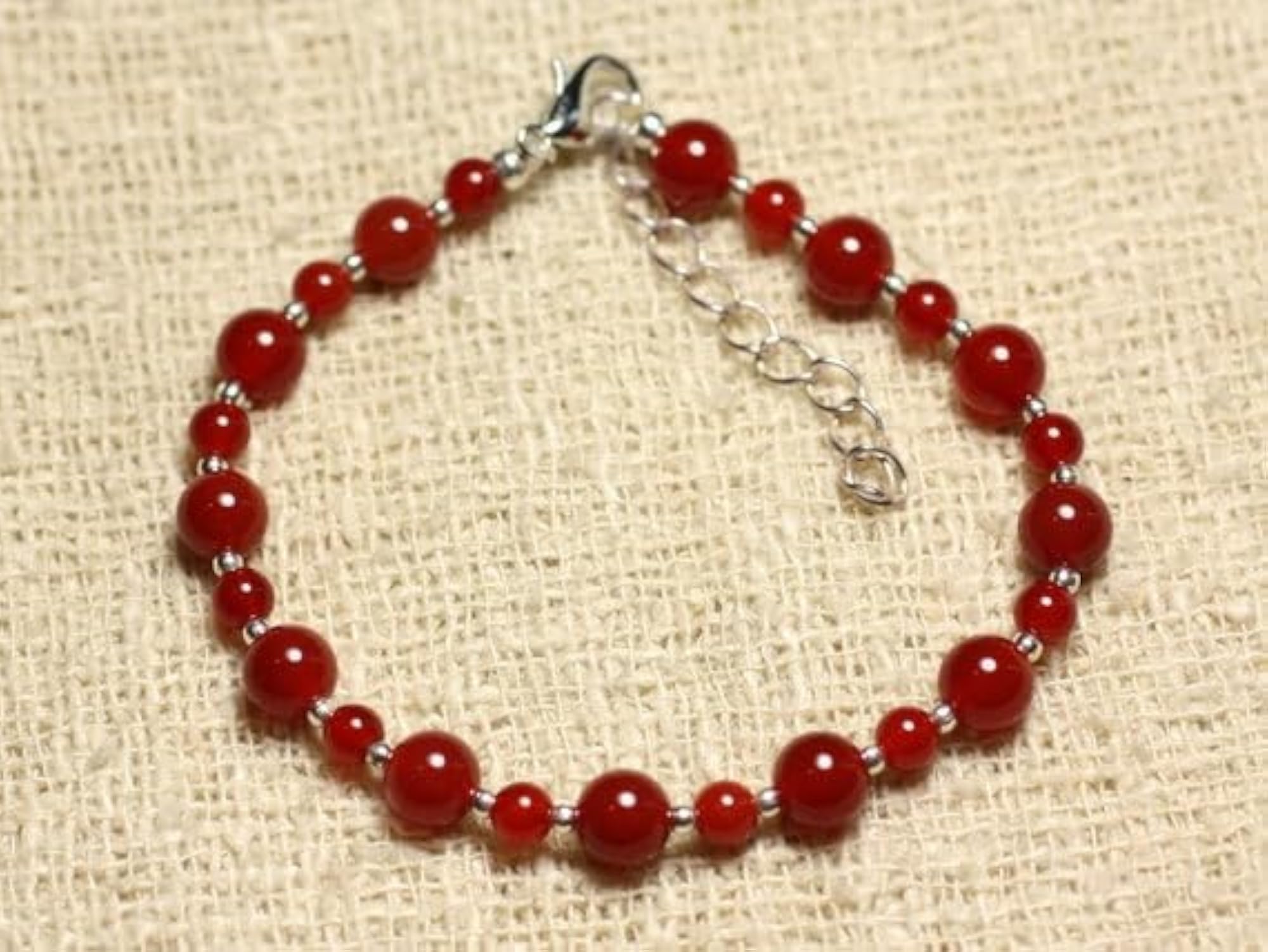 Carnelian Adjustable Healing Bracelet, Silver Plated Clasp