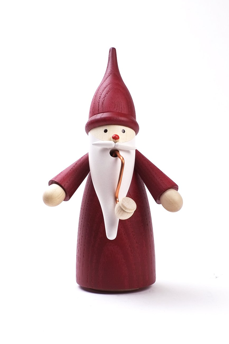 Seiffener Volkskunst Incense Smoker Erzgebirge Gnome | 16 cm | Ore Mountains Wooden Art Christmas | 12301/1 | Traditional Gnome Red