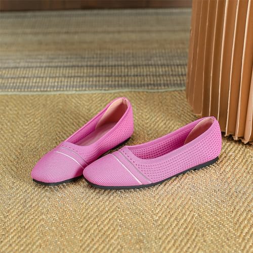 Semshedy Women's Flats Shoes Ballet Flat Knit Dress Shoes Wide Toe Slip On Ballerina Walking Flats Shoes2