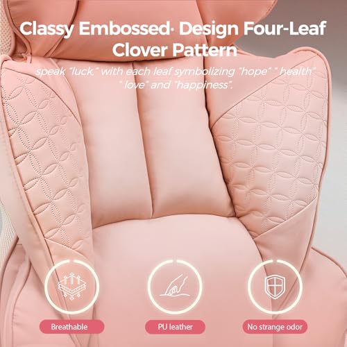 COMHOMA Big and Tall Office Chair 400LBS Wide Ergonomic Gaming Chair with Deluxe Embossing Designed Leather with Foot Rest,150°Reclining Adjustable Armrests Pocket Spring Back Support and Pillow