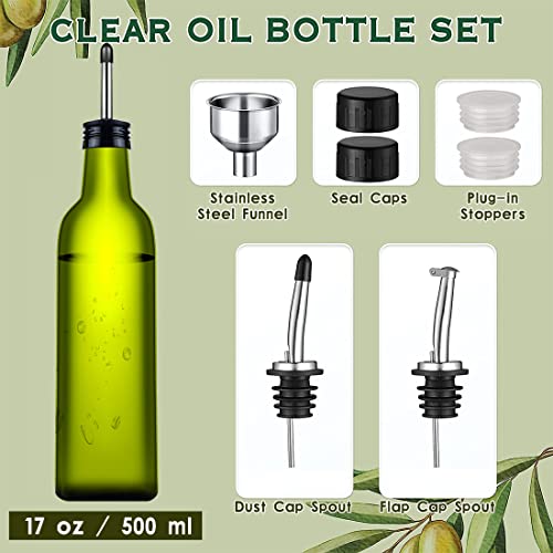 CUNQN Olive Oil Dispenser Glass Oil Pourer Drizzle Bottle Vinegar Container Cruet Bottles Cooking Dispensing Set 500ML 2PCS - Image 3