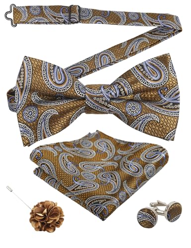 Image of Alizeal Mens 4pcs Vintage Paisley Bow Tie Set