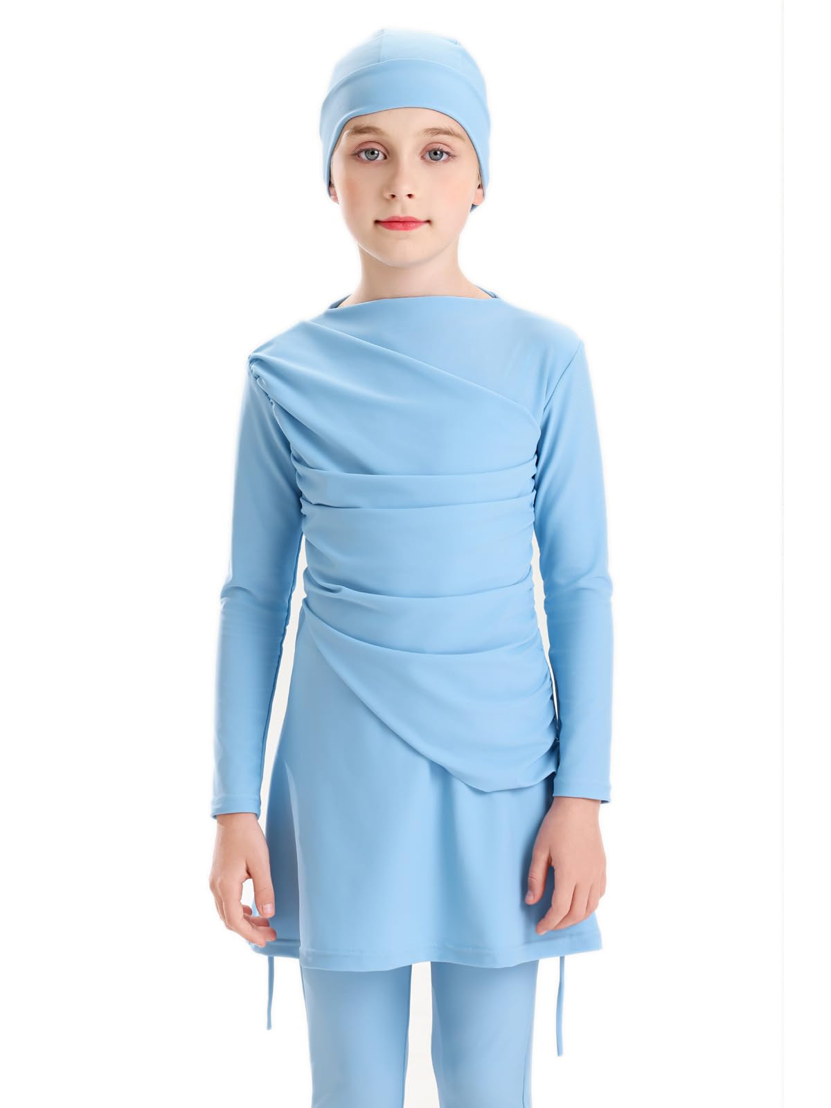 KXCFCYS 3PCS Girls Bathing Suit Rash Guard Burkini Swimsuits Kids Modest Muslim Swimwear Long Sleeve(150cm,X12)