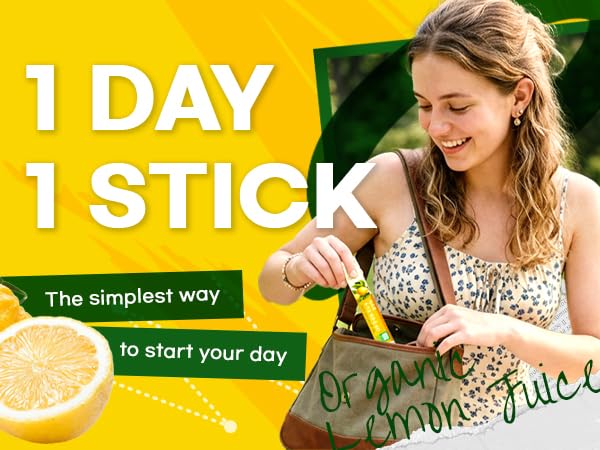 [14 Sticks] Organic 100% Pure NFC Whole Lemon Juice Sticks – 20g Each – Italian Lemon, Cold Pressed, Product of Korea, Non-GMO, No Sugar Added thumbnail