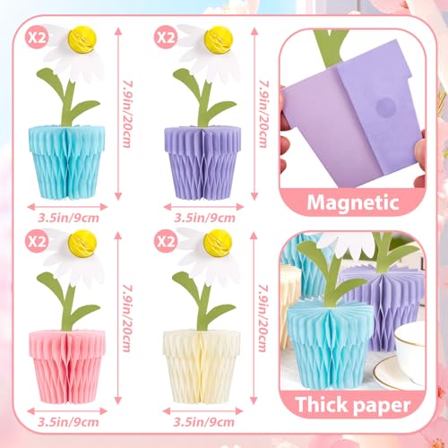 Image of 8Pcs Daisy Honeycomb Centerpieces Table Decorations 7 inch Flower Table Decor | Daisy Honeycomb Centerpieces set, 4 Pastel Colors, 3D Floral Daisy Centerpiece for Baby Showers, Birthdays, and Spring Party