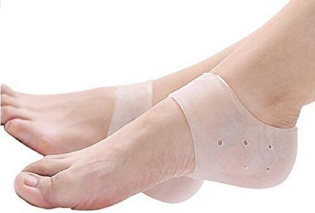 Wendin 2 Pairs Plantar Fasciitis Silicone Gel Sleeve Breathable Protective Heel Air Support ，Reduce Pressure on Heel, Relief Heel Pain and Cracked Heel