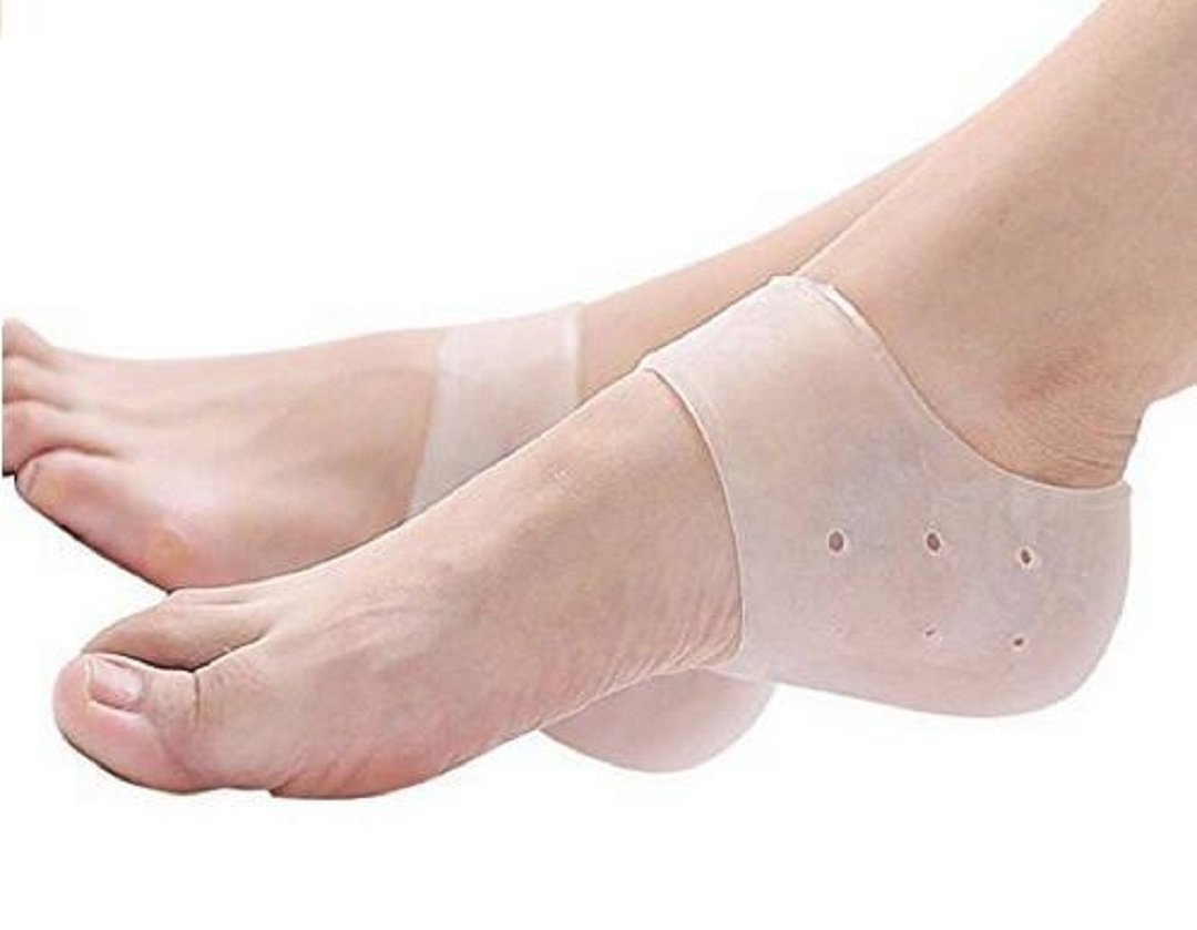 Wendin 2 Pairs Plantar Fasciitis Silicone Gel Sleeve Breathable Protective Heel Air Support ，Reduce Pressure on Heel, Relief Heel Pain and Cracked Heel