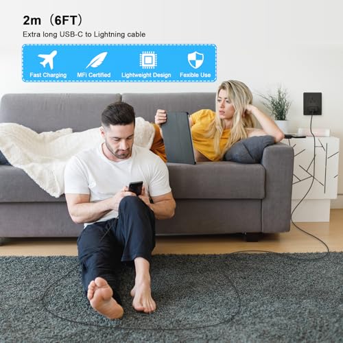 Image of [Apple MFi Certified] iPhone Charger Fast Charging 6FT Compatible for iPhone 14 /13 /12 /11 Pro Max /Xs Max /XR /X 2Pack 20W Type C Fast Charger Block with 6FT USB C to Lightning Data Sync Charging Cable