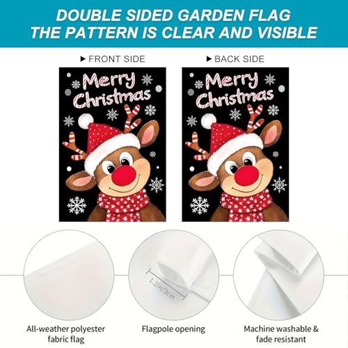 Image of BlissYard Christmas Garden Flag 12x18 Inch Reindeer Candy Yard Decor