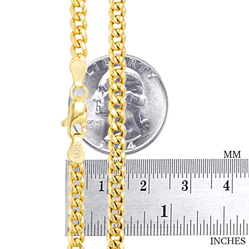 Nuragold 14k Yellow Gold 3.5mm Solid Miami Cuban Link Chain Pendant Necklace, Mens Womens Jewelry 16" 18" 20" 22" 24" 26" 28" 30" - Image 4