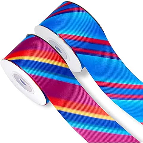 1.5 Inch 20 Yards Rainbow Satin Ribbon Stripe Grosgrain Colorful Polyester Ribbons for Gift Wrapping Craft DIY Handmade Sewing Hair Bows Party Birthday Festival Home Decoration (Stripe 1) Cover