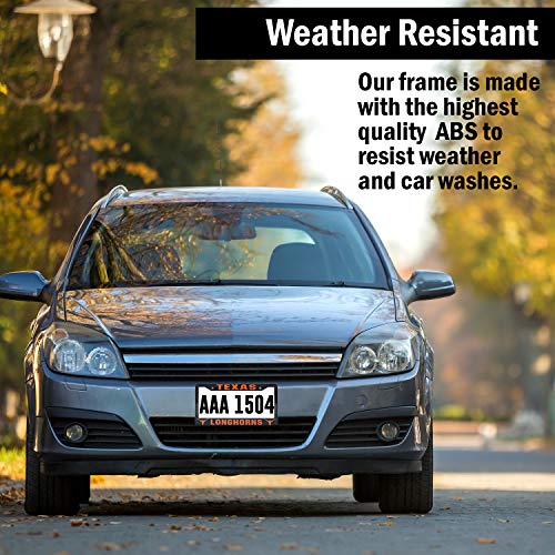 Eliteauto3K Texas Longhorns License Plate Frame Cover - Black - 12.25" X 6.25" - Ideal Gift For Sports Fans & Supporters - Slim Design #TOP6