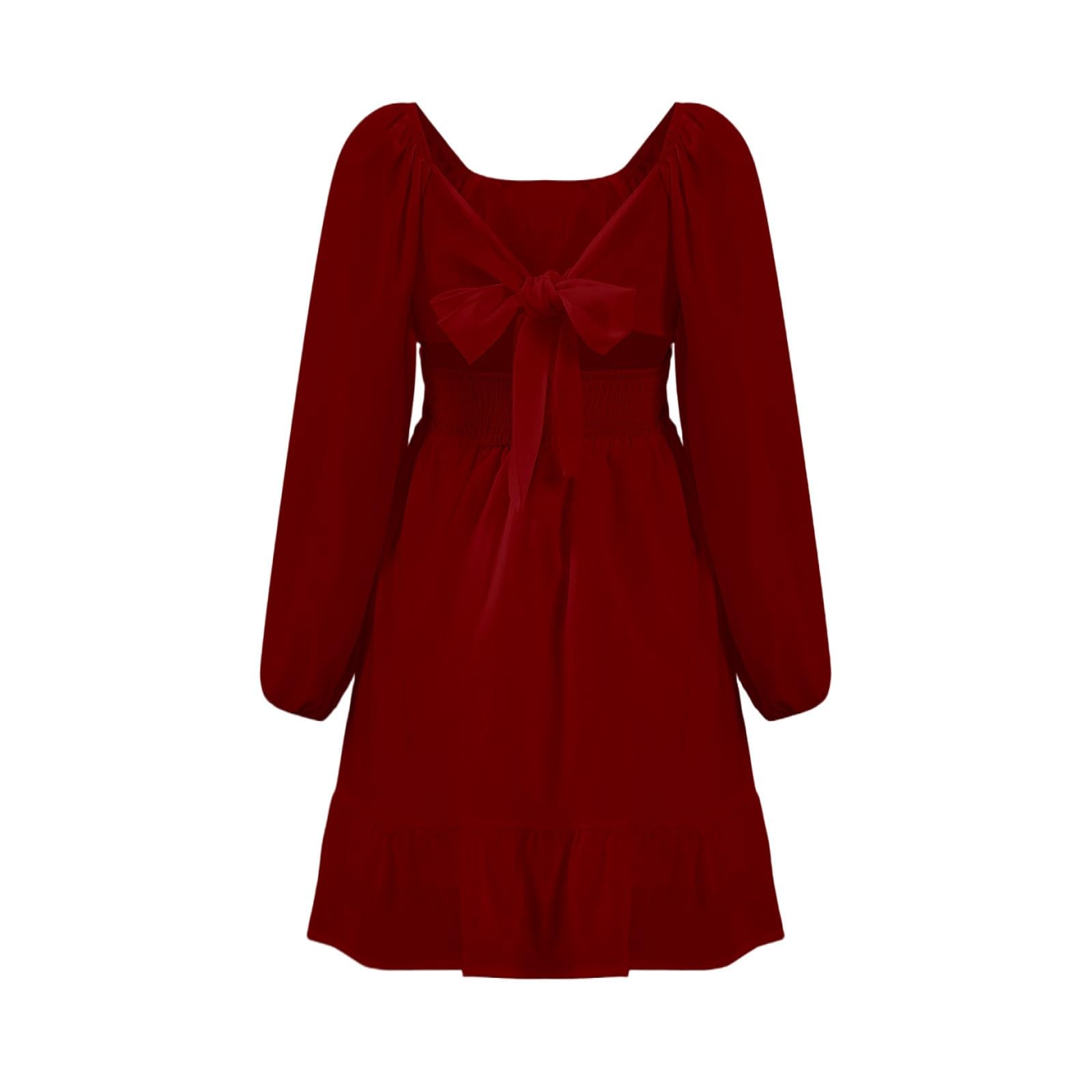 Vestito da ragazza con scollo quadrato a maniche lunghe a trapezio per bambini estivo casual a vita alta plissettato con volant in spiaggia vacanza abito da sposa