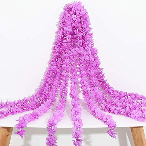 JUSTOYOU, Ghirlanda di Glicine Artificiali, da Appendere, per casa, Esterni, Matrimonio, Giardino, Decorazione da Parete, Confezione da (1m-Purple)