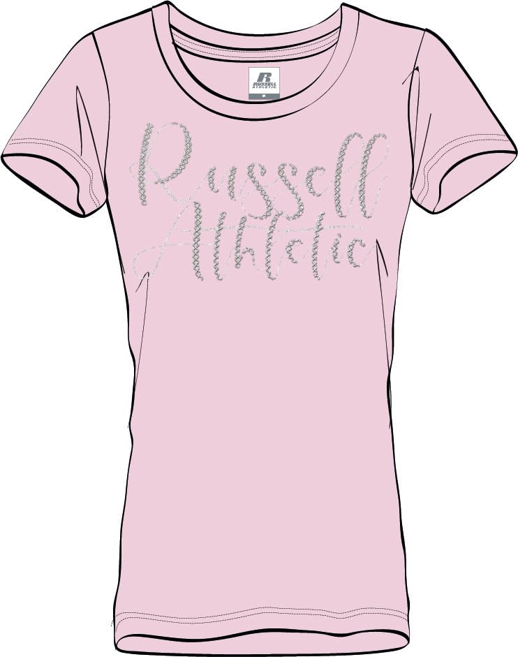 Russell Athletic A21091-PN-619 Scripted -S/S Crewneck TEE Shirt T-Shirt Women's CRANDLE Pink Size M