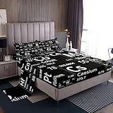 Erosebridal Chemical Periodic Table Bed Sheets Set Queen for Boys Girls Teens Science Students School Educational Dorm Room Decor Sheet Set, Science Theme Sheets Chemical Subject Theme Fitted Sheet