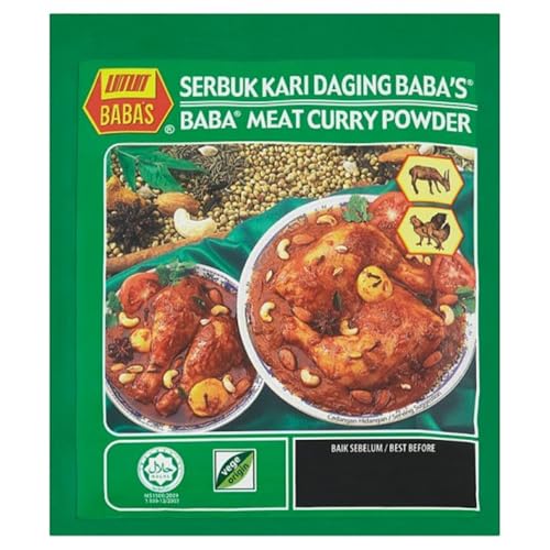 BABA'S Malaysia Best Brand Hot & Spicy Meat Curry Powder BABA Vege Origin Serbuk Kari Daging Pedas Halal 1 Pack x 250g 8.82oz